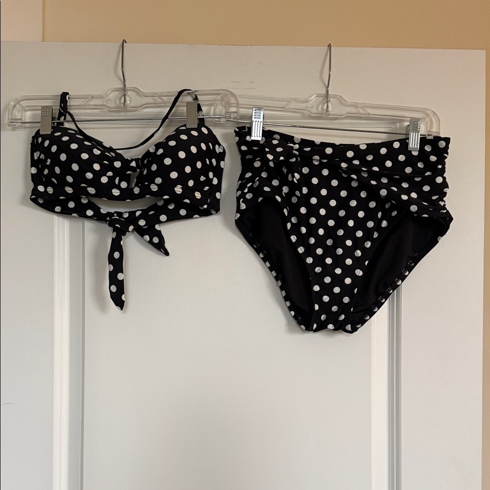 Kate Spade Black and White Polka Dot Bikini Sz S